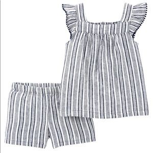 NWT Carter’s 2 Piece Linen Baby Girl Short Set